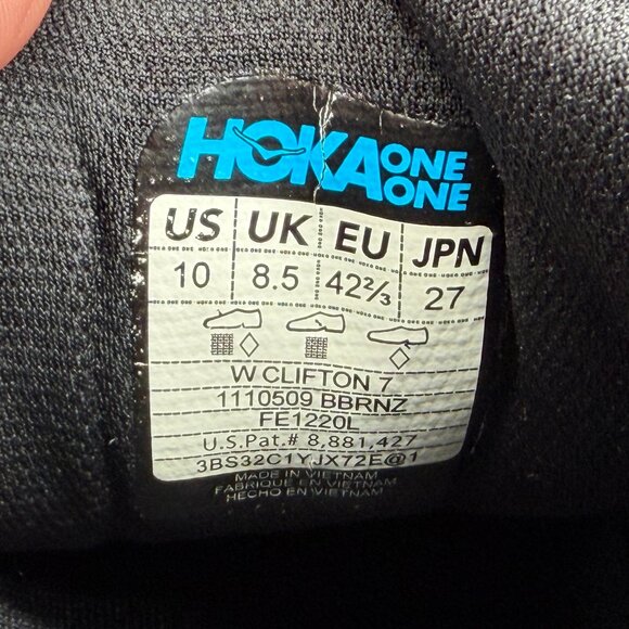 Hoka Clifton 7 Running Shoes Women's Size 10 Black Athletic Training Sneakers - Picture 12 of 12